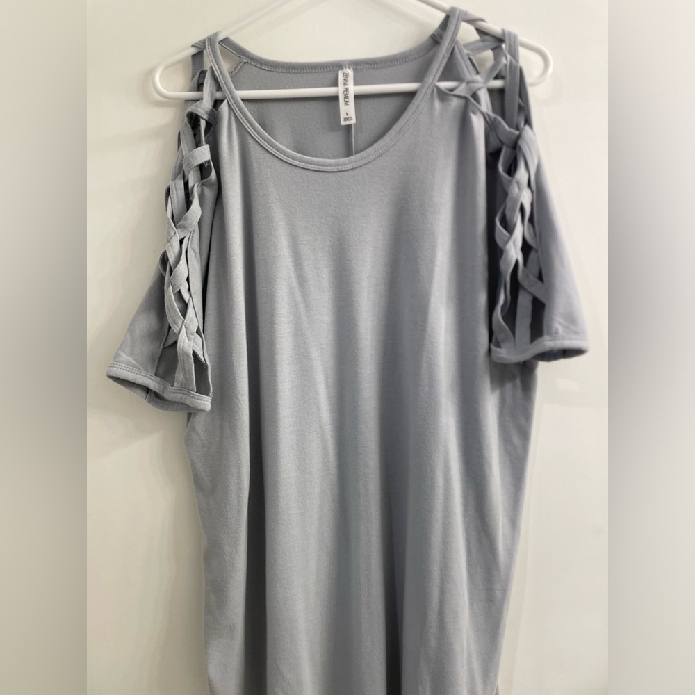 Zenana Premium L Lattice Short Sleeve Blouse